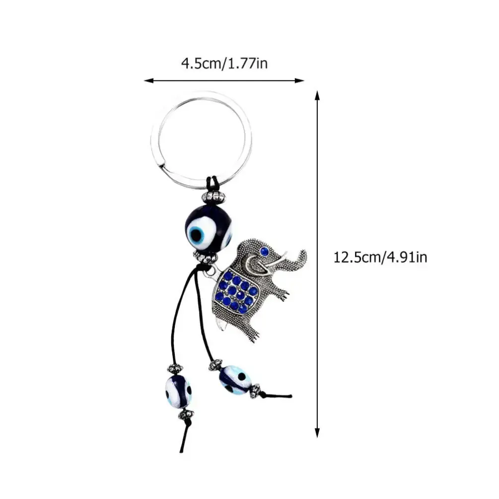 مفاتيح حبل الحبل L Blue Evil Eye -ekey keychain الجدار التركي معلقة زخرفة فيل محظوظ