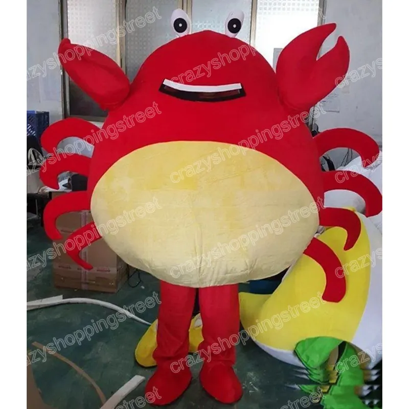 Costume de mascotte de crabe rouge d'Halloween, tenue de personnage de dessin animé de haute qualité, tenue de carnaval de Noël, taille adulte, tenue de fête d'anniversaire en plein air