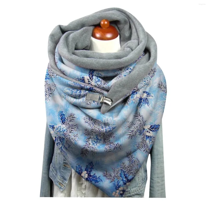 Écharpes Écharpe de flocon de neige pour les femmes automne hiver épaissi coupe-vent bouton doux enveloppement châle joyeux noël Vintage écharpes Bandana