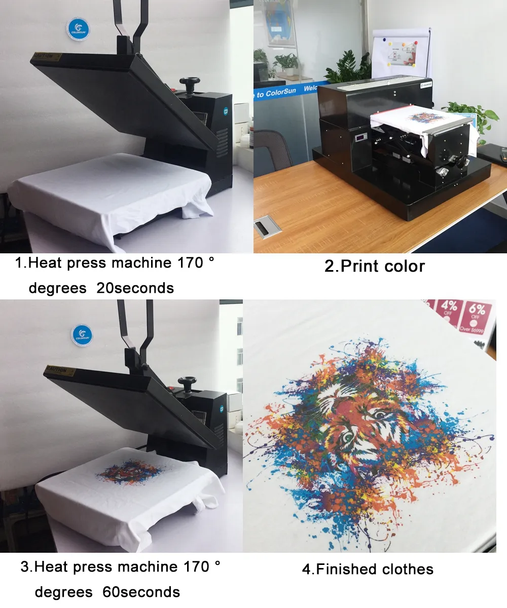 A3 Flatbed DTG Printer for T-Shirt, Canvas Shoes, and Bag Inkjet Printing  Machine