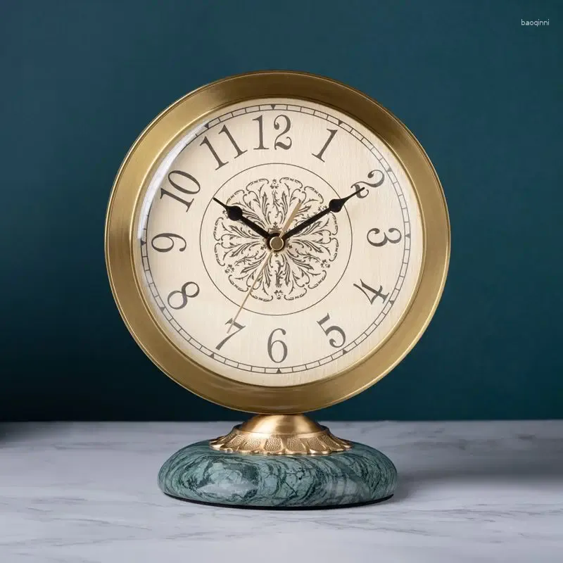 Table Clocks Vintage Brass Mechanical Clock Luxury Gold Silent Desk Living Room Simple Bedroom Decoration & Accessories