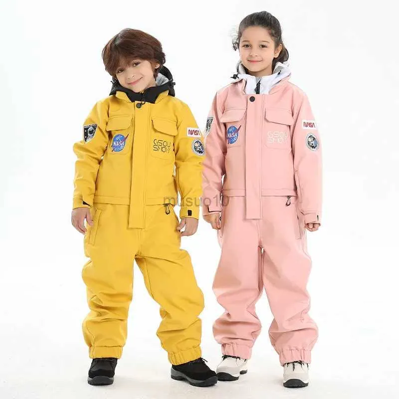 Autres articles de sport Nouveaux costumes de ski pour enfants hiver en plein air garçons filles snowboard thermique combinaison une pièce coupe-vent combinaisons de ski imperméables HKD231106