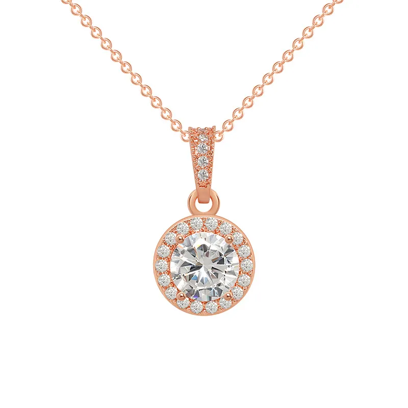 Fashion Round Diamond Pendant Cellavicle Chain Advanced Design Sunflower Full Diamond Inlaid Ring Necklace