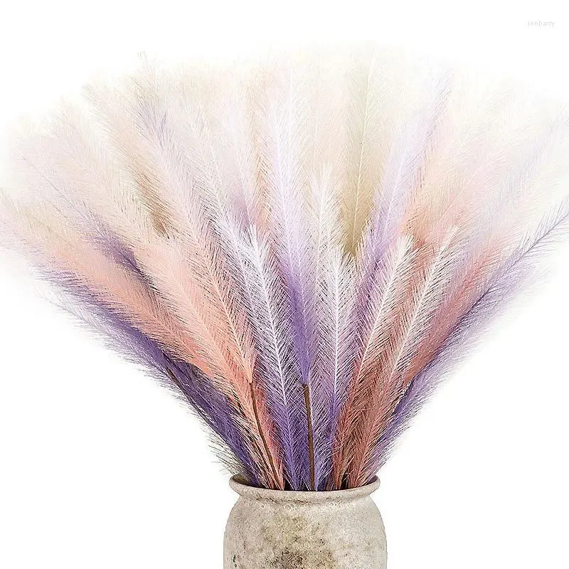 Flores decorativas 71cm flor artificial pampas grama planta falsa reed decoração de casamento buquê azul decoração boho acessórios para casa