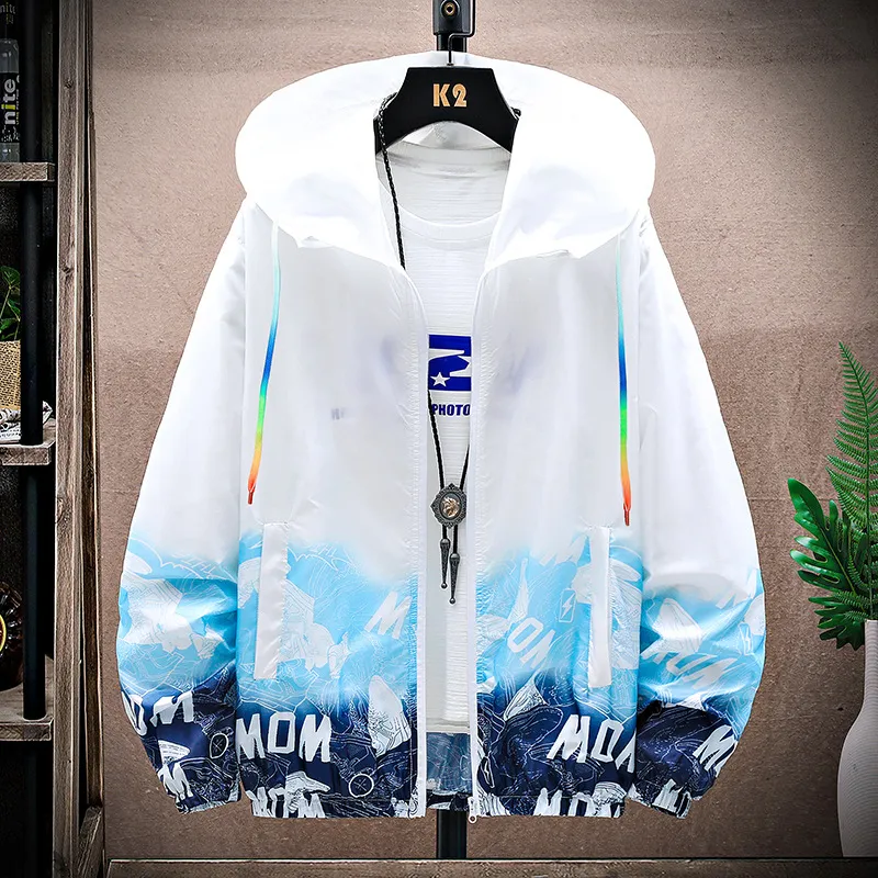 Güneş Koruyucu Giyim Erkekler Hafif Buz İpek Ceket 2023 Yaz Trendi Baskılı Ceket Güneş Koruma Cilt Lüks Ceketler