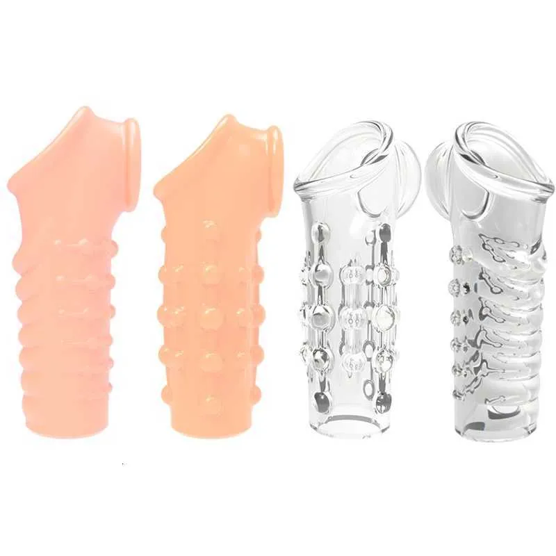 Sex toy massager Silicone Penis Enlargement Sleeve Cock Ring Lock Sperm Products Delay Ejaculation Toys For Men Adult Erotic Goods