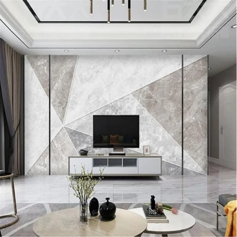 Milofi personnalisé grand papier peint imprimé 3D Mural moderne minimaliste créatif abstrait géométrique marbre fond mur