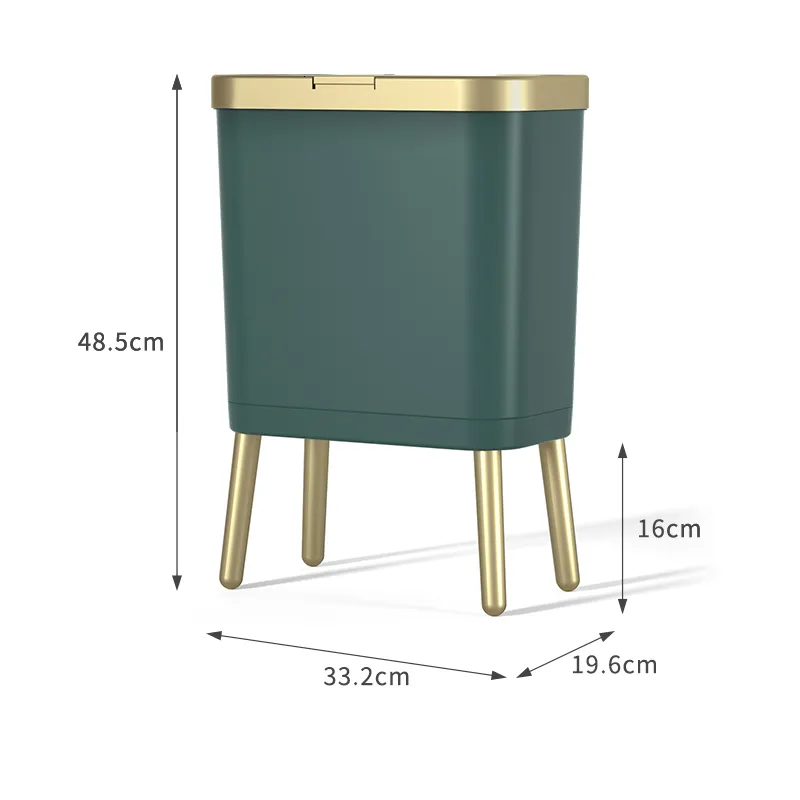 Green Kitchen Bin 15L Kitchen Vertical Garbage Bin Large Capacity ...