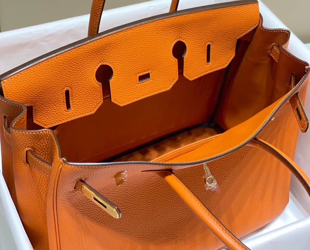 7A+top quality Tote Bag Handmade Togo Luxury designer Handbags imitation brands classic fashion women purse cowhide leather pochette clutch with orange box