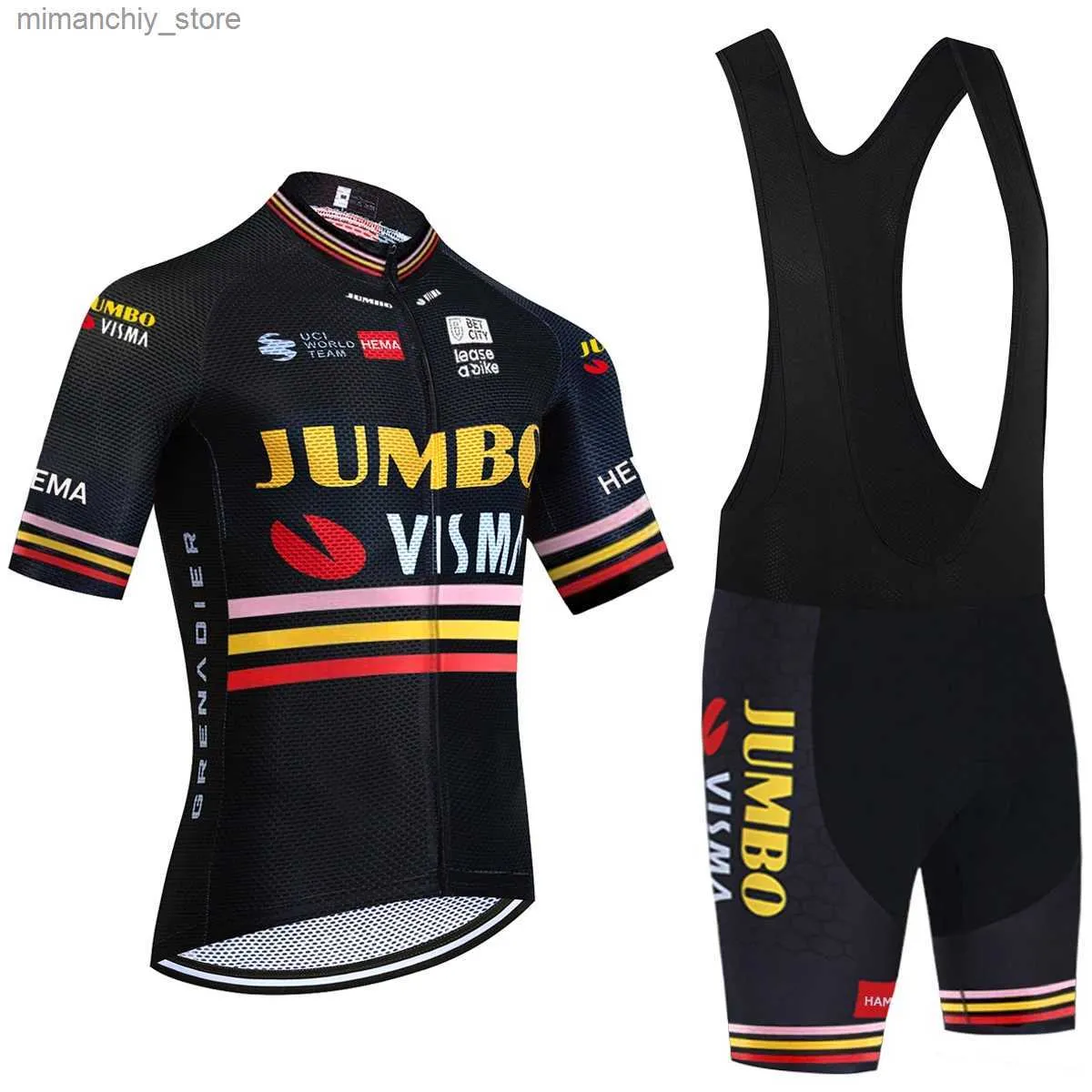 Cycling Jersey Sets 2025 Jumbo Cycling Set Black Team Pro Cycling Jersey Bike Shorts Set Ropa Ciclismo Quick Dry Bicyc Maillot Clothing 3 Pockets Q231107