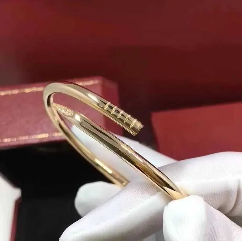 Tasarımcı 2.8mm 4.2 mm İnce Kalın Tırnak Bileklik Bileklik Titanyum Çelik 18K Altın Kaplama Bilezikler Kadınları Seviyor Bangles Mücevher Hediye Boyutu 17 19 CE4Q