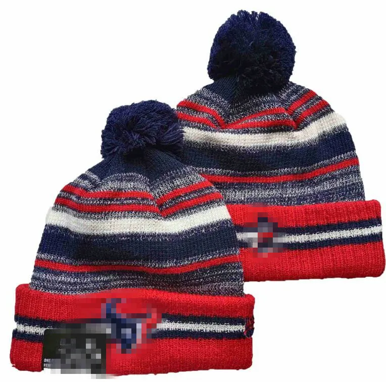Men Knitted Cuffed Pom Houston HOU Bobble Hats Sport Knit Hat Striped Sideline Wool Warm Baseball Beanies Cap for Women A11