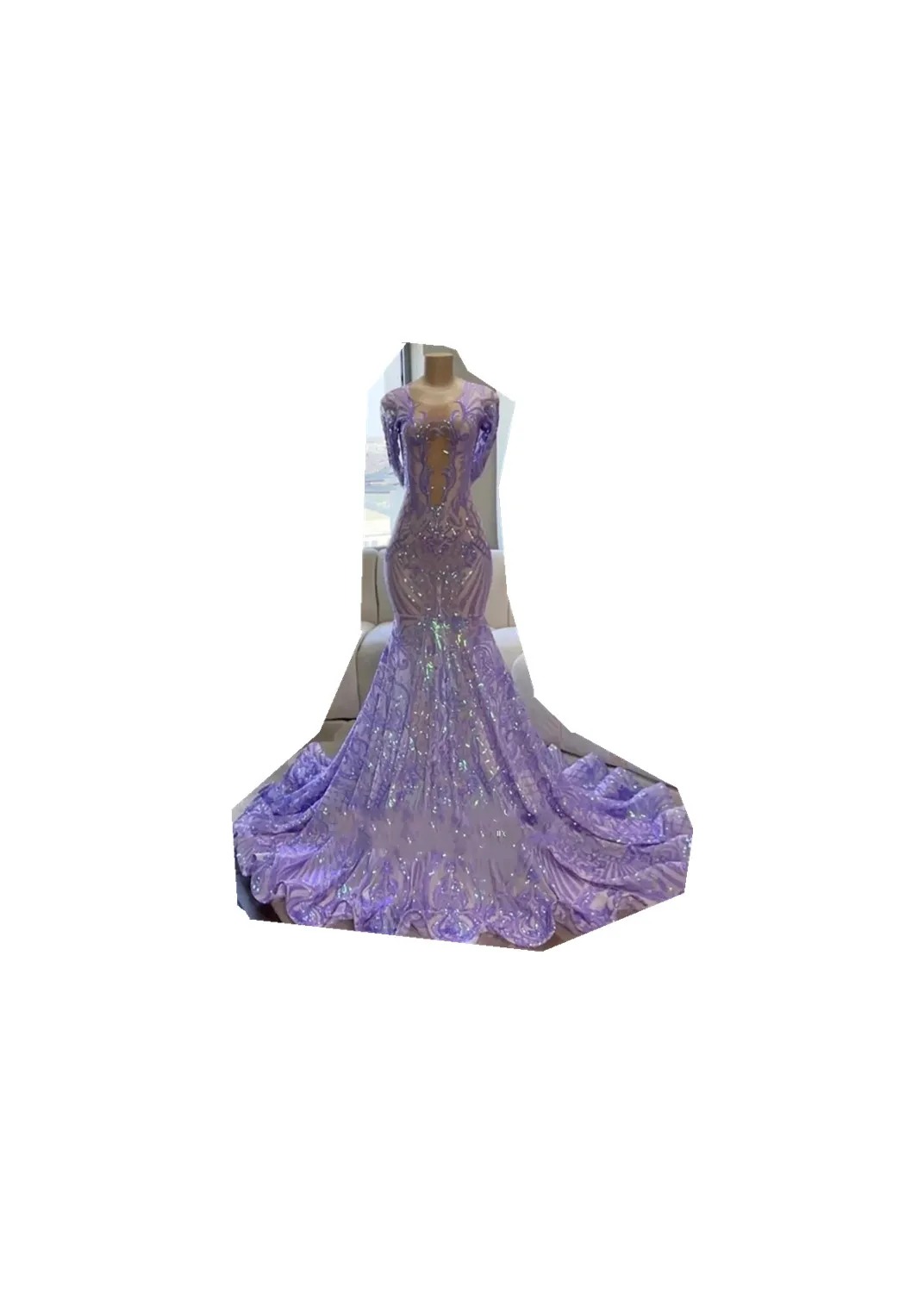 Lilac Lace Trumpet Mermaid Prom Dress with Sheer Jewel Neck and 3/4 Illusion Sleeves for Black Girls from Dhgate Prom Dresses - price 248.57 Lilac Lace Trumpet Mermaid Prom Dress with Sheer Jewel Neck and 3/4 Illusion Sleeves for Black Girls from Dhgate Prom Dresses - price 248.57