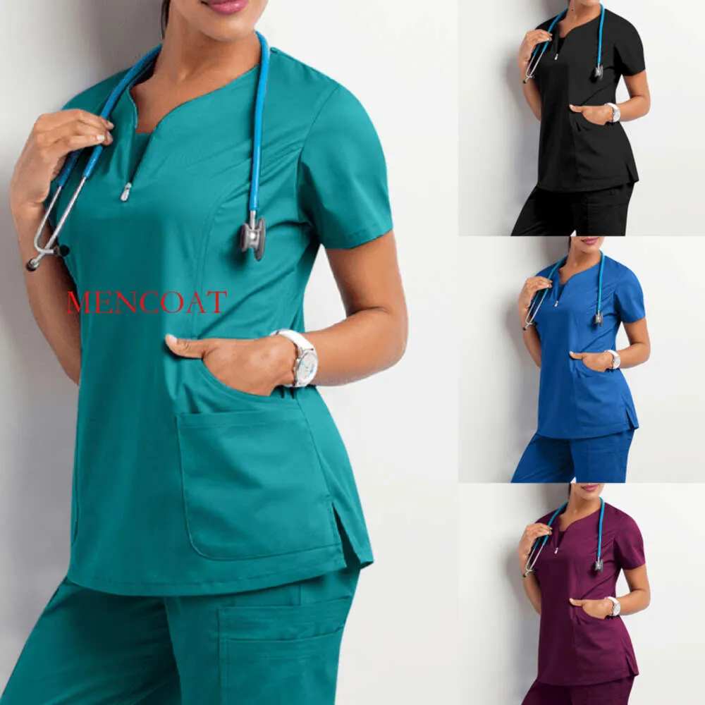 002 Healthca Protective Appal Workwear Women Health Femme Beauty Salon Clothes Scrub Tops Shirt Nurse Nursing Uniform jacketstop