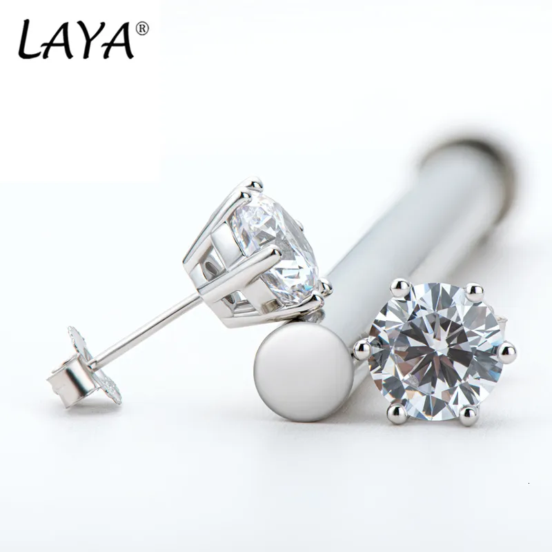 Stud Laya S925 Sterling Gümüş Mizaç Düğünü 0.5CT 1CT Saplama Küpe Kadınlar İçin Küpe Basit Butik İnce Modaya Mücevher 230404