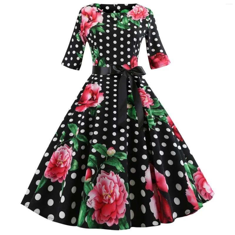 Vestidos de fiesta Estampado floral Vestido de noche vintage Mujeres Manga larga Trajes elegantes con falda Otoño Invierno Mujer Túnica casual Tallas grandes