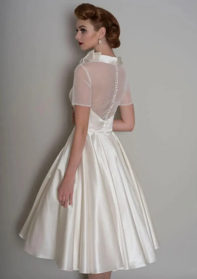 knee length champagne wedding dress Sheath Half Sleeves Knee-Length Lace Mother of the Bride Dress