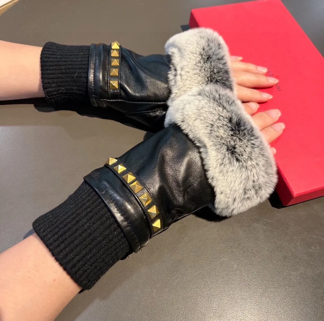 デザイナーマングローブ冬の革の温かい指の手袋