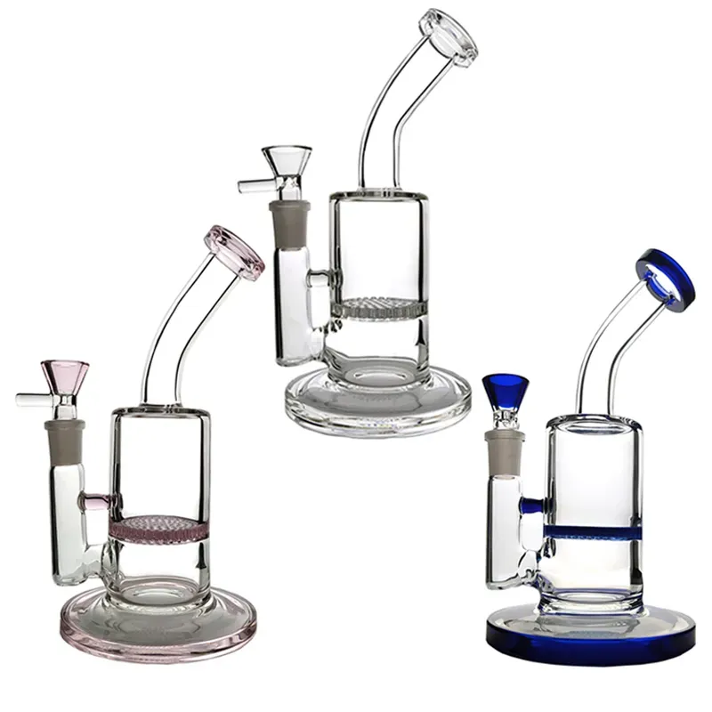 Bong in vetro Dab Rig Tubi dell'acqua 8 "Alti 5 mm di spessore Narghilè con ciotola Fumatori Quarzo Banger Soffione doccia Perc Tubo piegato Bong Inebrianti Mini tubi Cera Olio Rigs