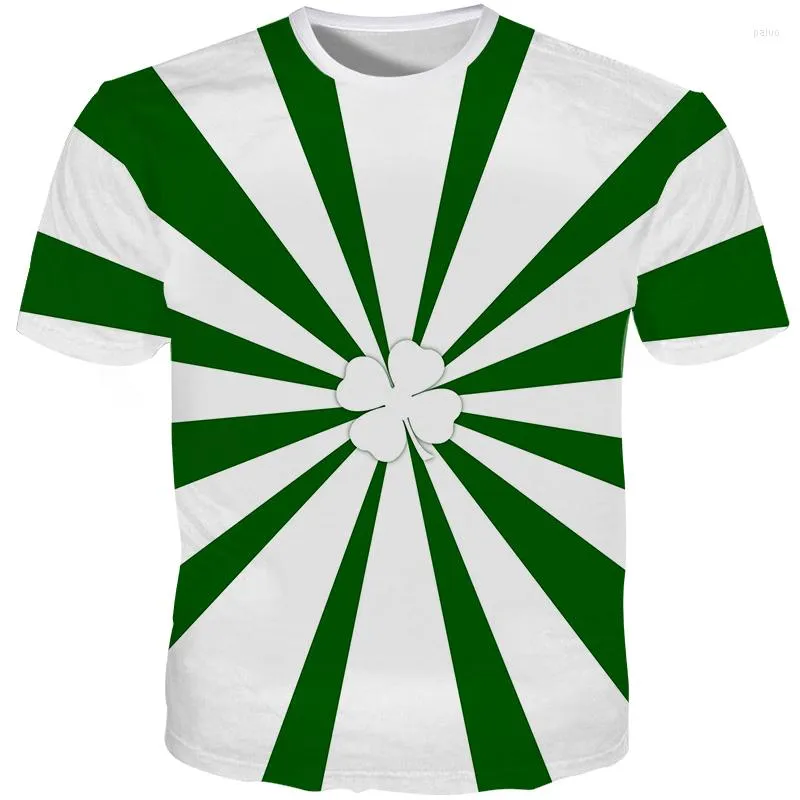 Herr t -skjortor yffushi design män casual 3d St. Patrick's Day Shirt Summer Stripe Print Tees Tops Streetwear