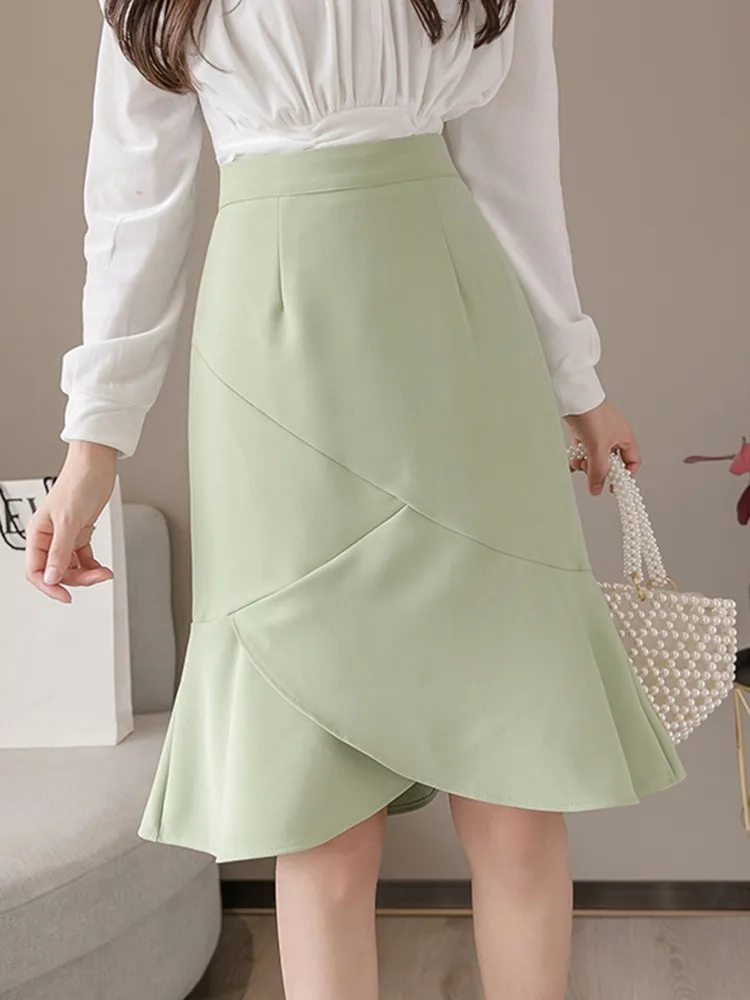 Skirts High Waist Mermaid Skilled Women Arrival Summer Korean Style Full Knee Office Ladies Elegant Skills W1085 230406