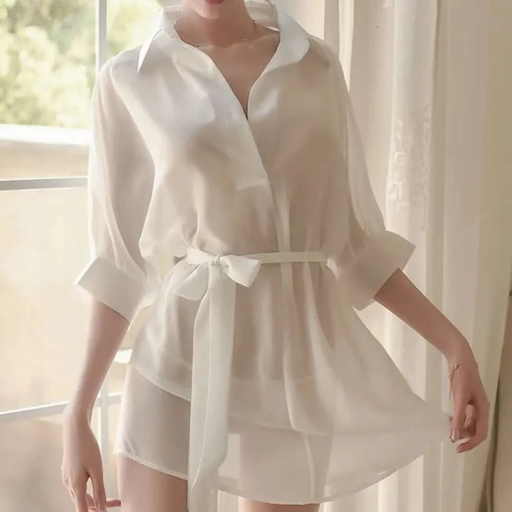 Silk Pamas Damen Baumwolle Sommer Sexy Shirts Mittellange Nachthemden Locker und süß Koreanischer Stil Kawaii Home Kleidung