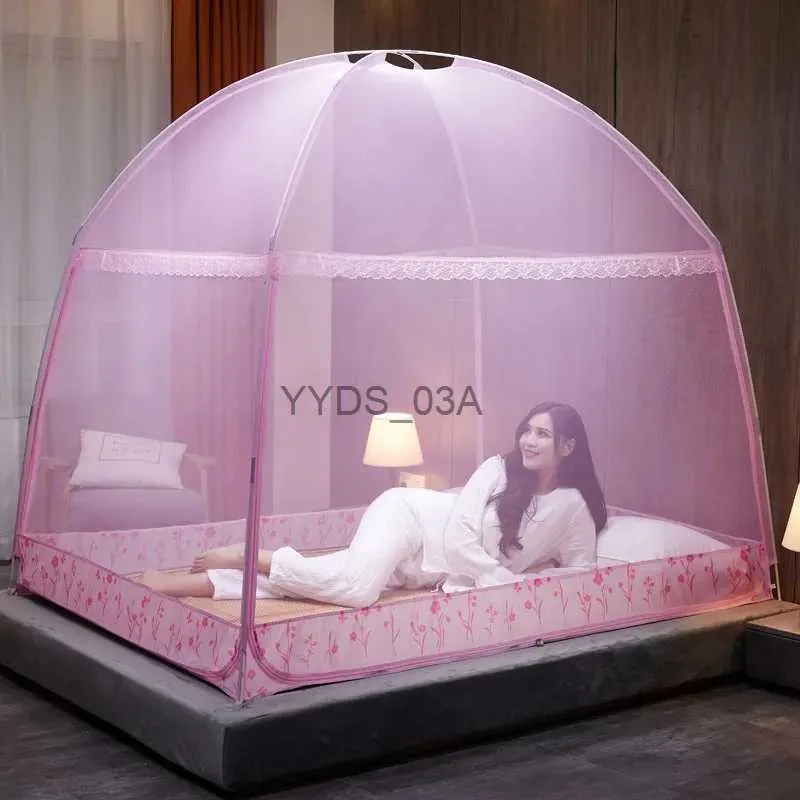 Mosquito Net Mesh for Mosquito Nets Full Bottom Double Bed Canopy Folding Canopy Three Doors Big Space Zipper Room Decorations for Girls Lace YQ231106