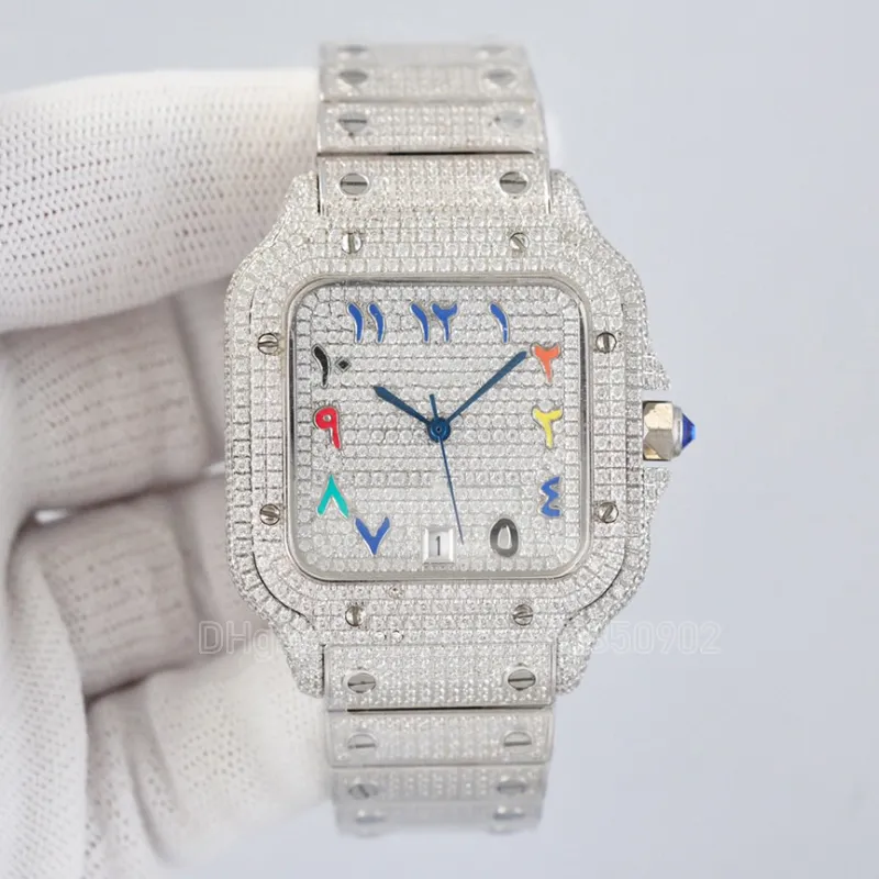 Hiphop Designer Watch Heren Luxe Volledige diamanten Horloges 4555pcs Moissanite Diamond PolsWatch Automatisch 8215 Beweging 40mm 904 Roestvrij staal Orologio Di Lusso