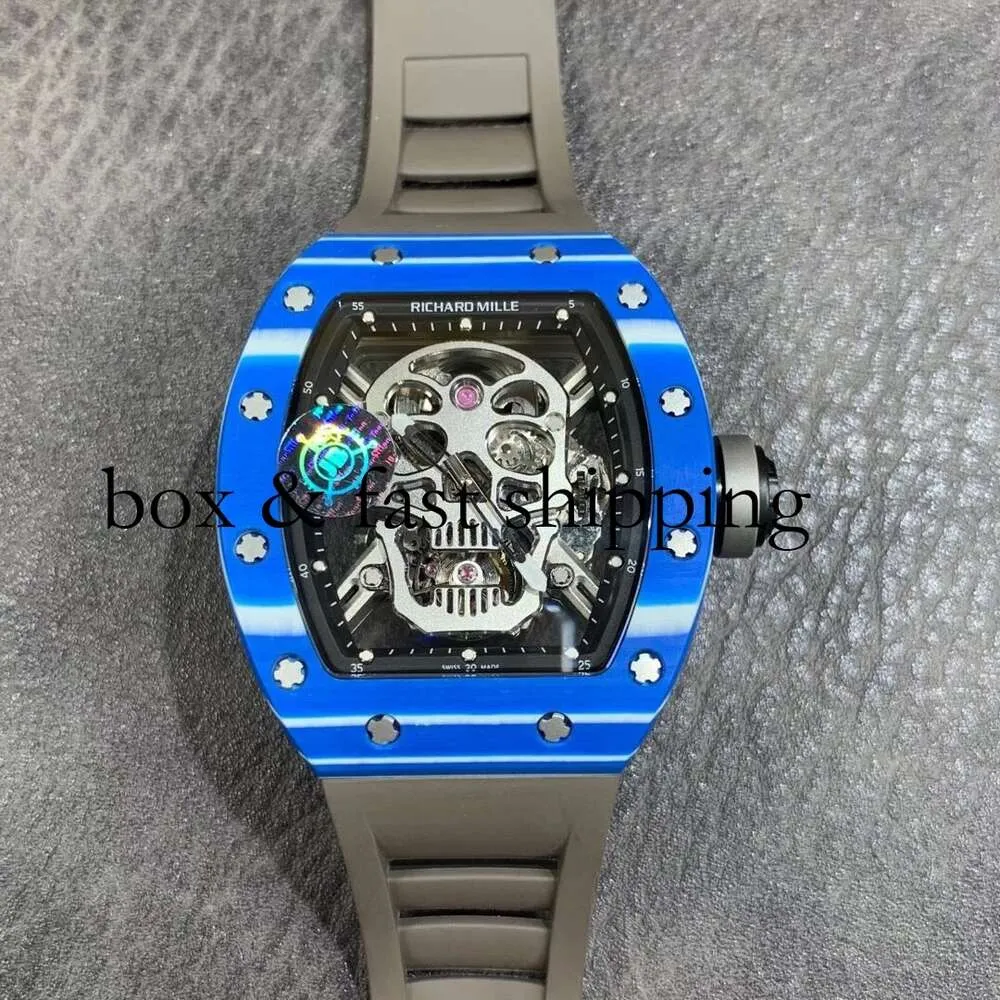 Ys Jb RM052-01 SUPERCLONE Active Tourbillon Montres Montre-bracelet Skull Designer Rm52 Diamond Hollowed Automatique Mechanica Ceramic194 Montres de luxe