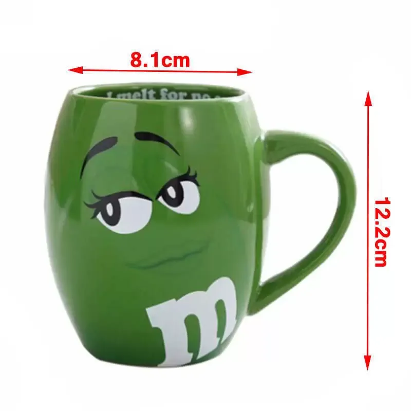 600mL m&m Beans Coffee Mugs Tea Cups and Mugs Cartoon Cute Expression Mark Large Capacity Drinkware Christmas Gifts 210827