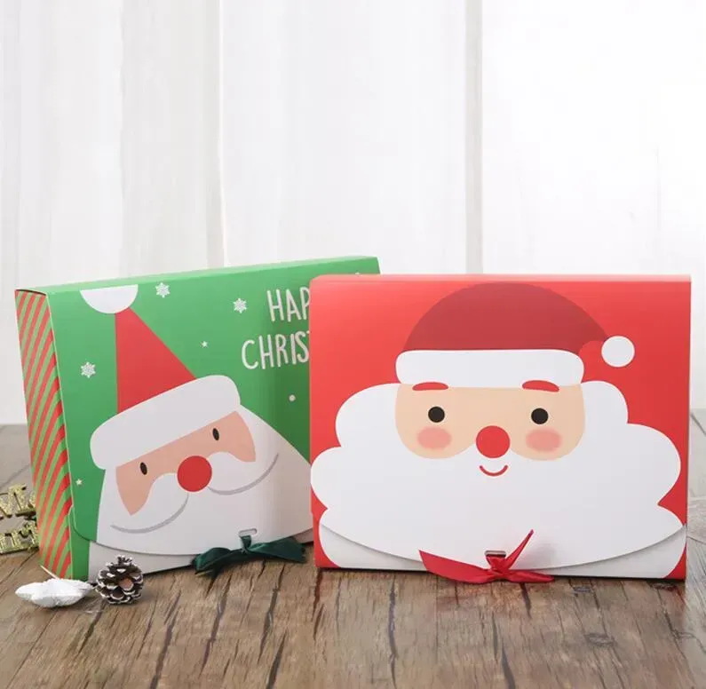 Square Merry Christmas gift wrap and Paper Packaging Box Santa Claus Favor Gifts bags Happy New Year Chocolate Candy Boxs Party Supplies 1106