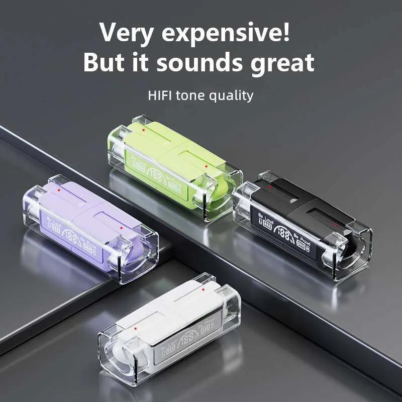 Transparent TWS trådlösa Bluetooth -hörlurar med MIC Semi i Ear ENC -samtal Noisereduction Charge Digital Display A5