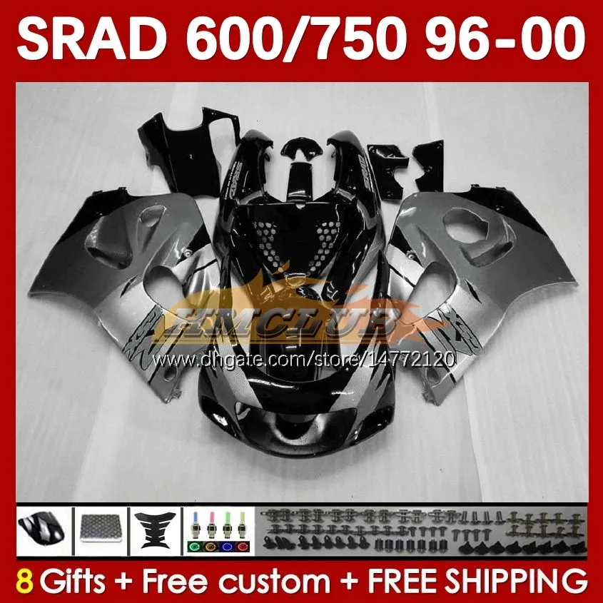 Motocicletas para Suzuki SRAD GSXR 750 600 CC 600cc 96 97 98 99 00 168NO.79 GSX-R750 GSXR600 1996 1997 1998 1999 2000 GSXR750 GSXR-600 750CC 96-00 Corpo Grande cinza preto