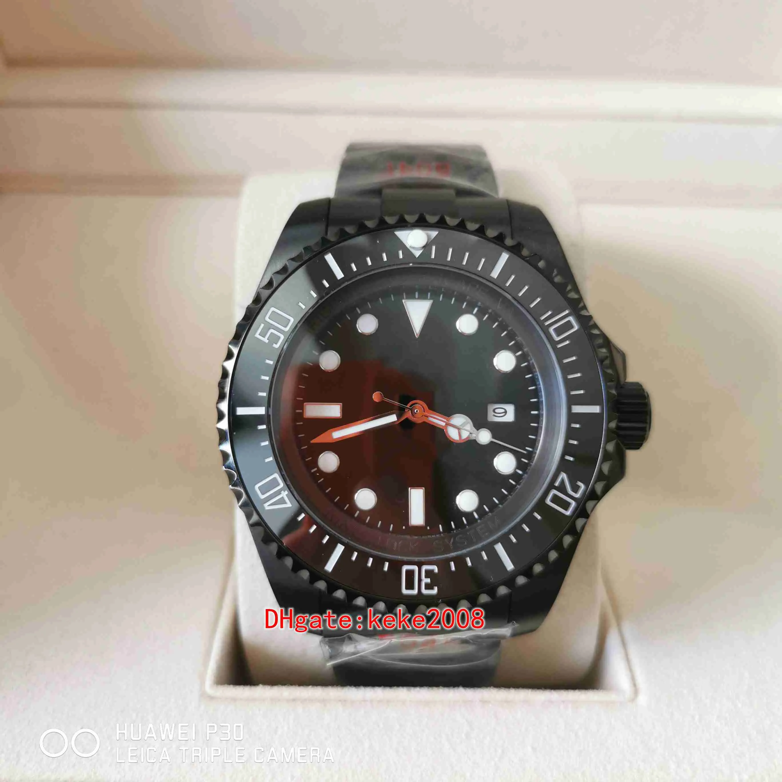Doskonała jakość mężczyzn Watch 44 mm 116660 Ceramiczna ramka Czarna Pvd Case Blue Luminous Mechanical Automatyczne zegarki męskie zegarki