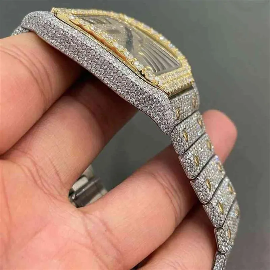 Montre de luxe Hip Hop personnalisée et élégante, en acier inoxydable, avec diamants glacés, 250x, 2022