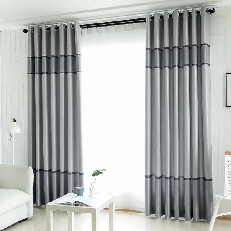 Curtain Modern Striped Blackout Curtains For Bedroom Living Room Window Grommet Purple Ready Made