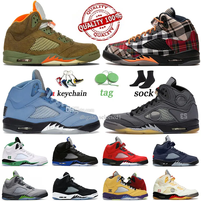 Jumpman 5 5s Basketbalschoenen voor heren J5 V Plaid Zwart Muslin Fire Red Off Georgetown Sneakers Olive Lucky Green Oreo Wit Green Bean Dames Heren Trainers dhgate Maat 13