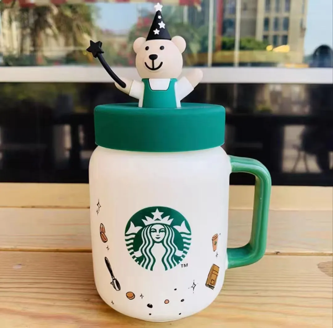 Hot Sale Starbucks Cute Milk Carton Glass Coffee Mug Korea Milk Straw Cup  400ml