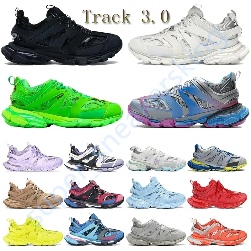 Chaussures de course de créateurs Track 3 3.0 Hommes Chaussures Femmes Baskets Baskets en cuir Plate-forme Sneaker Plat en caoutchouc Chaussure à lacets Entraîneur de luxe Entraîneur extérieur taille 36-45