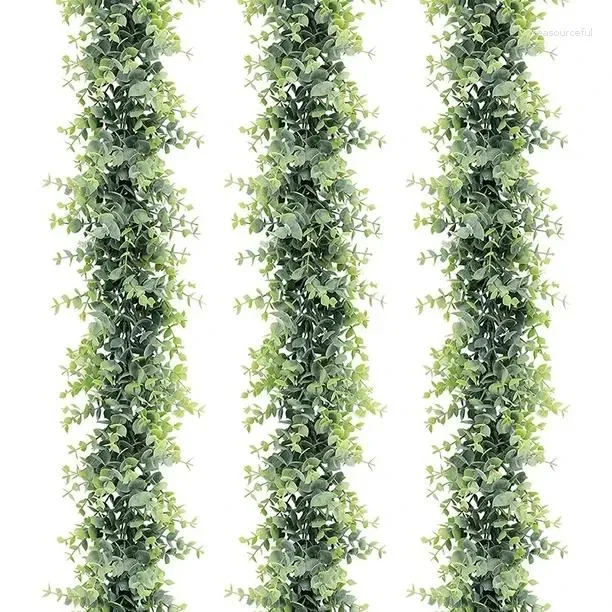 Fiori decorativi 3 pezzi ghirlanda finta 6 piedi verde artificiale foglie di seta sfuse viti per matrimonio appeso dollaro d'argento