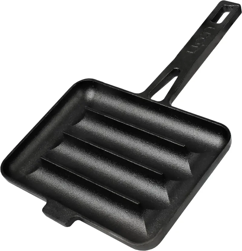 Pans Cast Iron Sausage Pan - Pre Seasoned Square Grill For Kitchen And Outdoor Use.