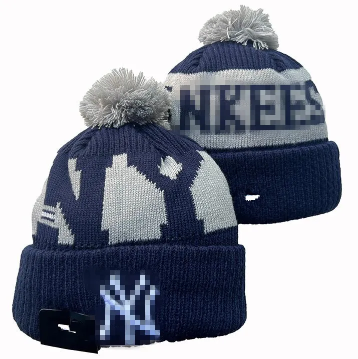 Yankees Gorros New York NY Bobble Hats Gorras de béisbol 2023-24 Diseñador de moda Sombrero de cubo Chunky Knit Faux Pom Beanie Gorro de punto deportivo de Navidad A7