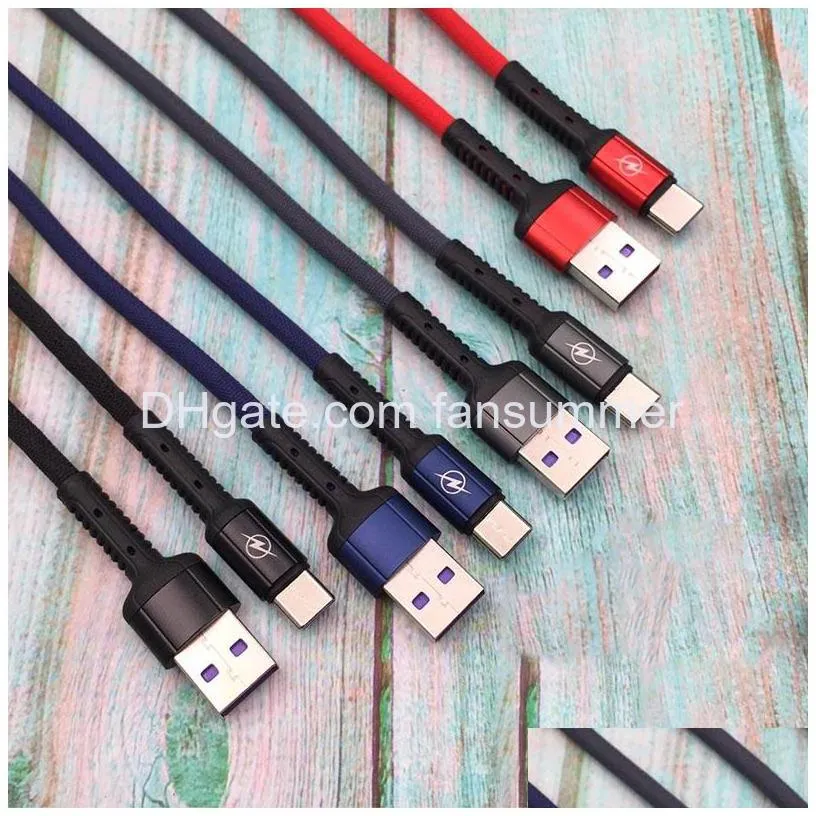 Cell Phone Cables 2.4A Charging Data Aliminum Shell Nylon Braid Typec Micro Usb Cable Cord For Android Samsung Huawei Charger Sync 1 Dh9Wr