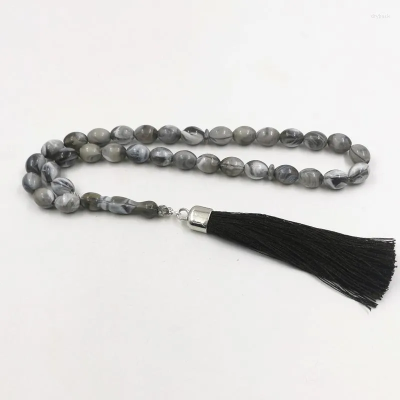 Strand Tasbih män grå harts 33 Rosary Bead Muslim Armband Misbaha Islamiska gåva turkiska tillbehör till hands