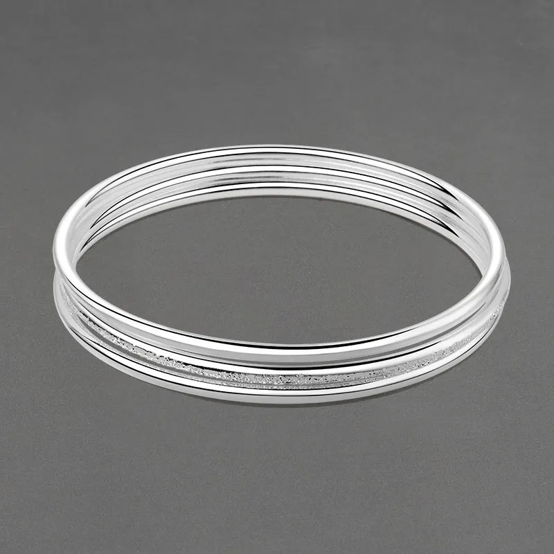 Länkarmband kedja enkel stil silver armband kvinnlig solid frostad fin ring stängd mode personlighet all-match juvelrylink