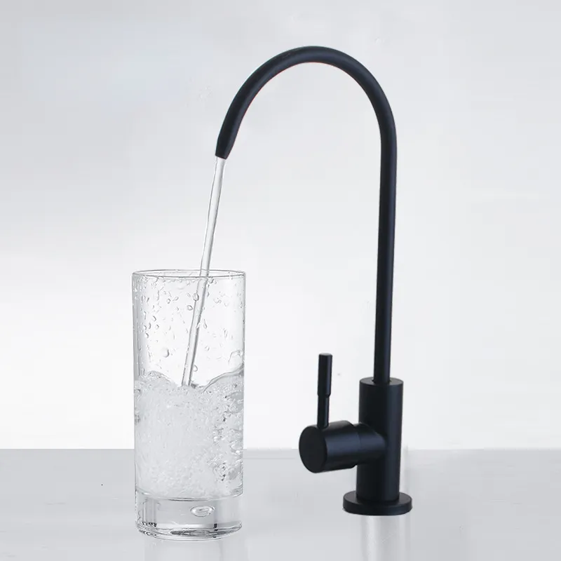 Rubinetti da cucina SUS304 Nero 14 "Rubinetto per acqua potabile diretta Rubinetto per purificatore d'acqua per lavello Rubinetto antiosmosi 230406