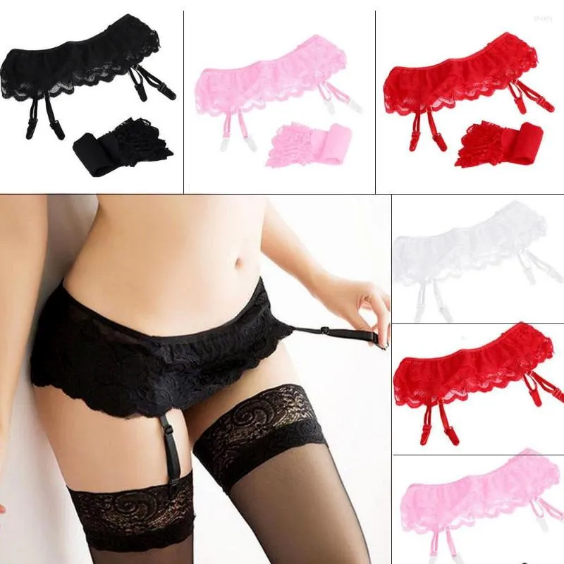 Femmes Chaussettes Sexy Lingerie Bas Jarretière Élastique Solide Couleur Résille Bas Cuisse Hauts Sheer Collants Collants