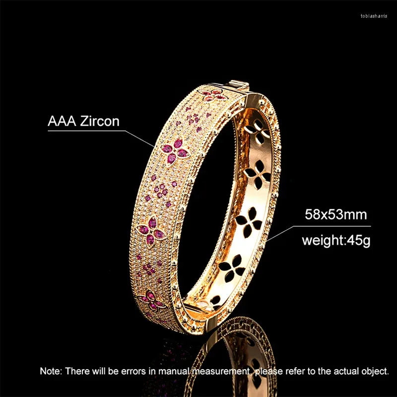 Bangle Moda Clássico Mulheres Douradas Tamanho Completo em Torno de Zircão Pulseira de Casamento de Briday Bijoux Dubai Ms Jóias