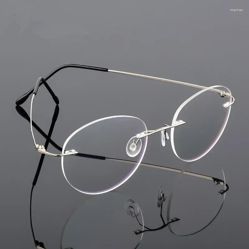 Lunettes de soleil Cadres Rétro Rond Pliable Ultra-léger Mémoire Alliage De Titane Myopie Lunettes Sans Monture Élasticité Optique Lunettes Cadre Hommes