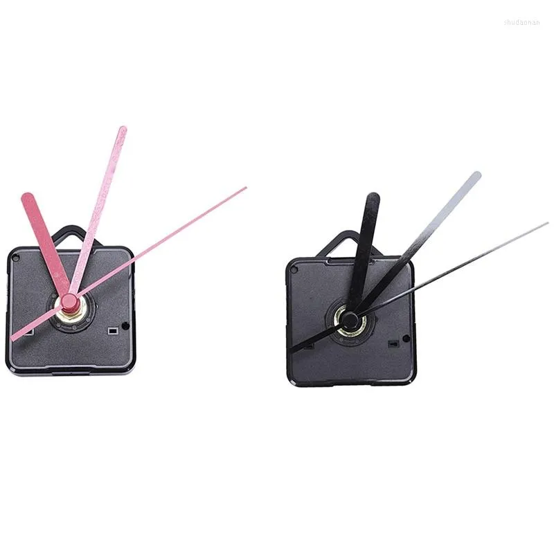 Uhren-Reparatur-Kits, 2er-Pack Ersatz-Wanduhr-Teile, Pendelbewegungsmechanismus, Quarzmotor mit Zeigern (schwarz, schwarz, rot)